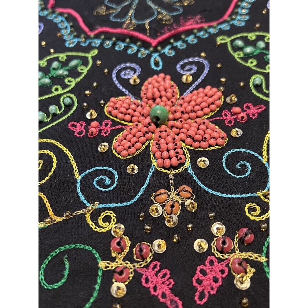 Berek Womens Size Large Flowered Shirt Long Sleeve Beaded - Picture 5 of 14